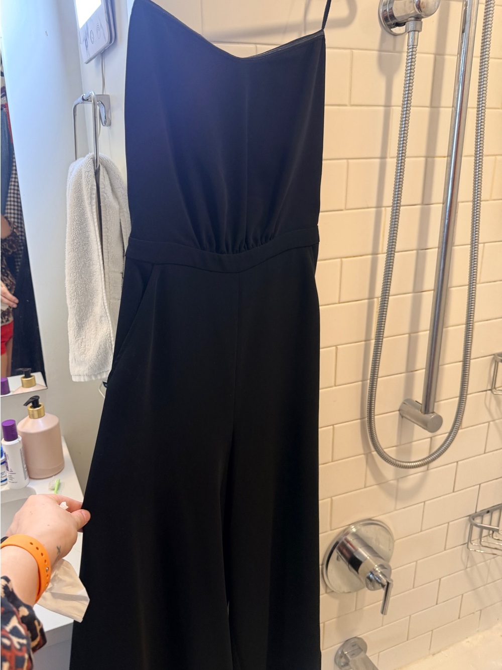 Elizabeth and James Black Wide-Leg Spaghetti Strap Jumpsuit